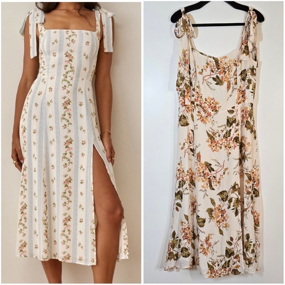 Reformation Dresses & Skirts - New Reformation Twilight Bella Floral Midi Sun Dress 12 Sundress Cream P…
